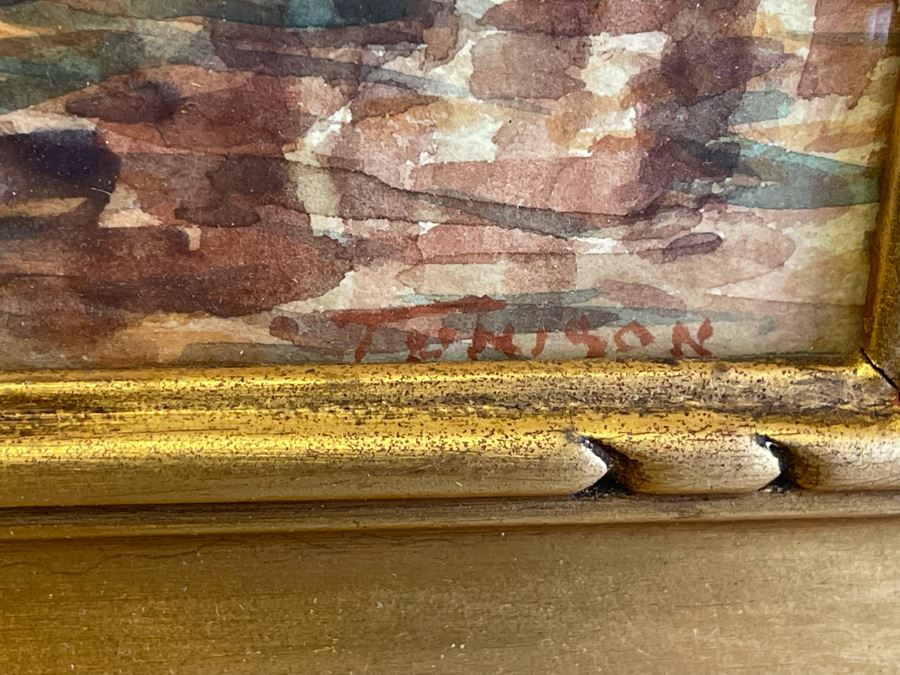 Original Watercolor Painting Signed Tenison 20.5 X 13 Framed 25 X 18 [Photo 8]