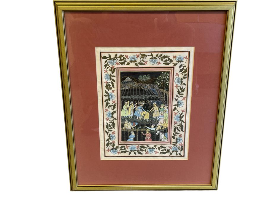 Original Vintage Indian Scene Painting 10 X 12.5 Framed 17.5 X 22H [Photo 2]