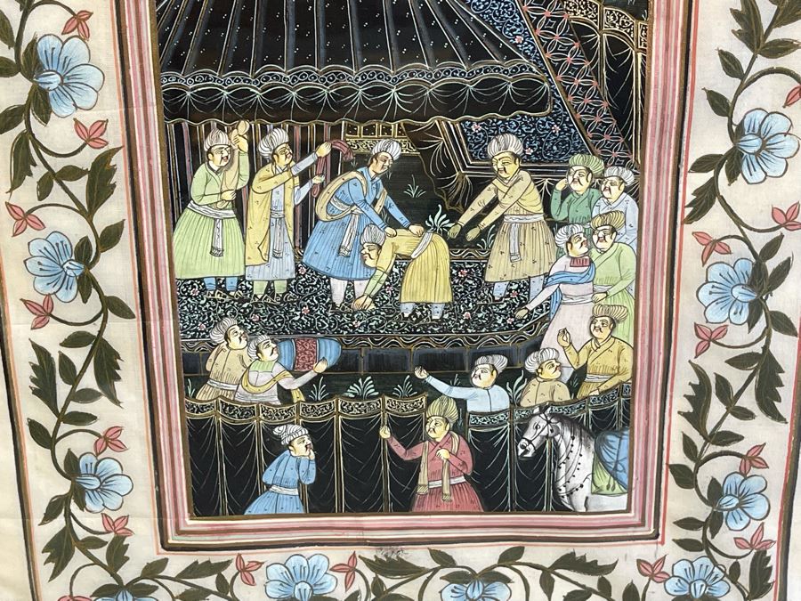 Original Vintage Indian Scene Painting 10 X 12.5 Framed 17.5 X 22H [Photo 4]