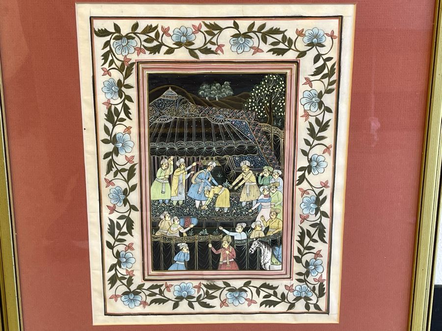 Original Vintage Indian Scene Painting 10 X 12.5 Framed 17.5 X 22H [Photo 3]