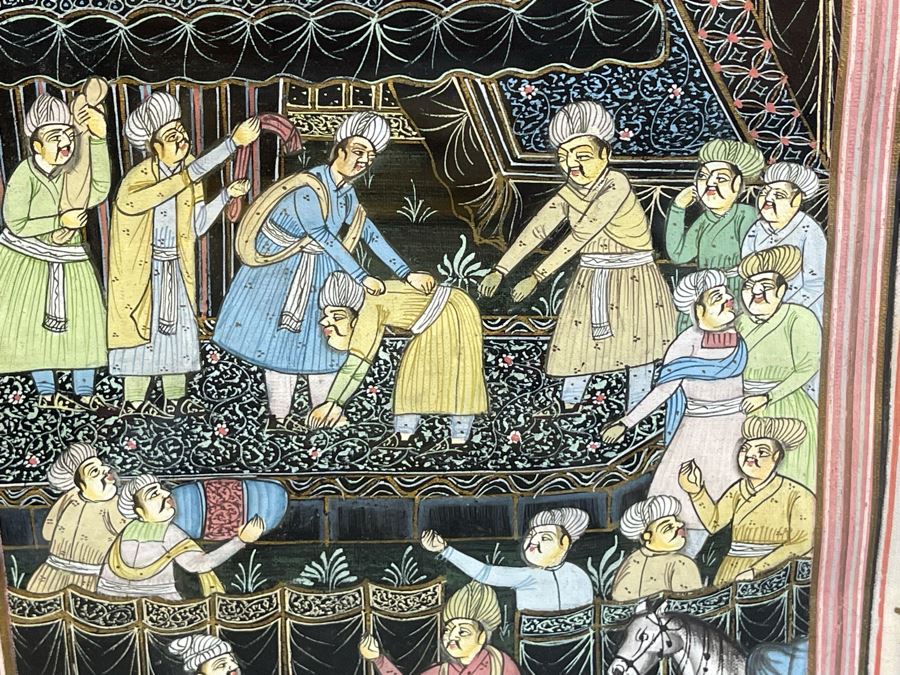 Original Vintage Indian Scene Painting 10 X 12.5 Framed 17.5 X 22H [Photo 6]