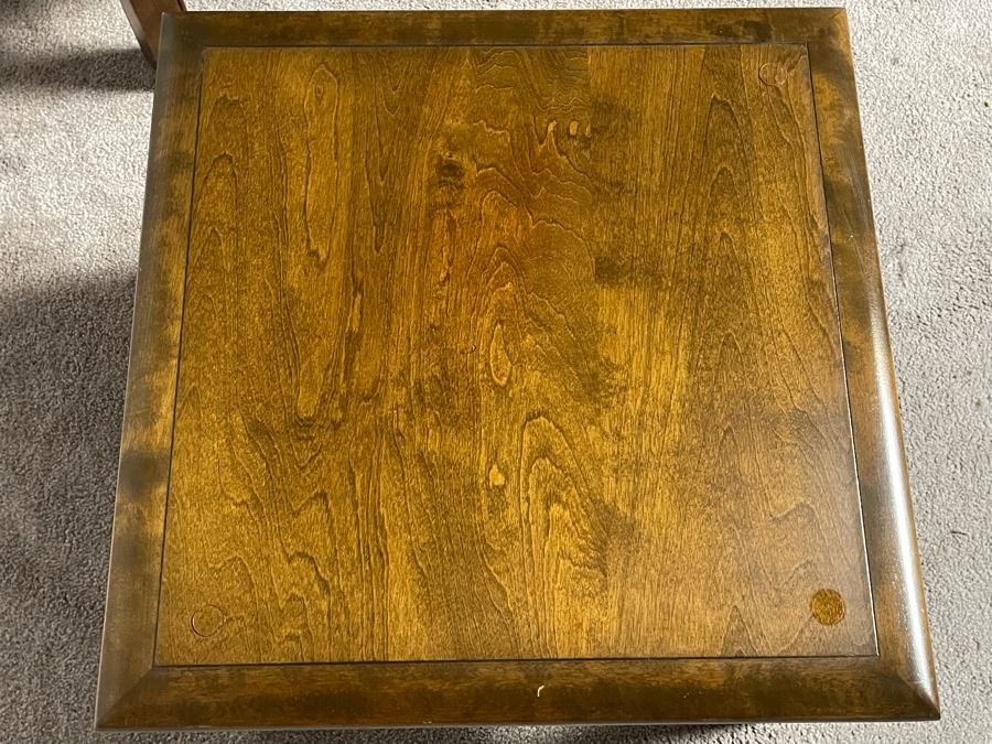 Pair Of Wooden Asian Side Tables With Glass Tops 20.5W X 20D X 16H [Photo 10]