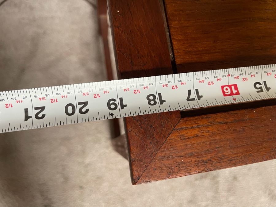 Wooden Side Table 19 X 15 X 19H With Chinese Brass Table Lamp 31H [Photo 8]