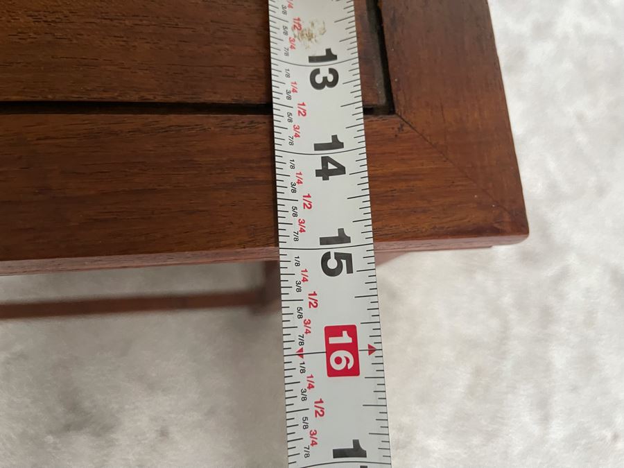 Wooden Side Table 19 X 15 X 19H With Chinese Brass Table Lamp 31H [Photo 9]