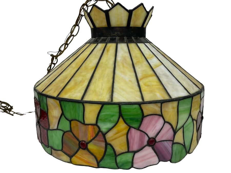 Stained Glass Hanging Light Fixture 19W X 15H