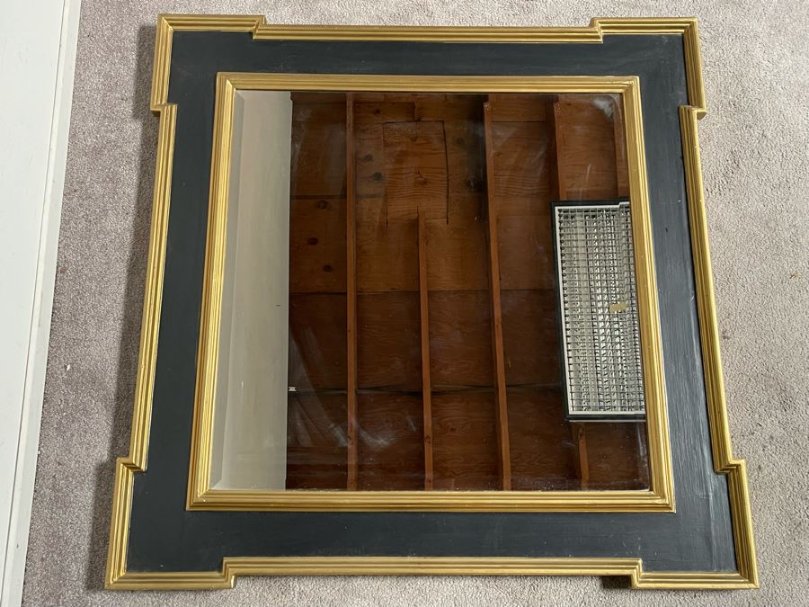 Black & Gold Wooden Wall Mirror 40 X 40 [Photo 3]