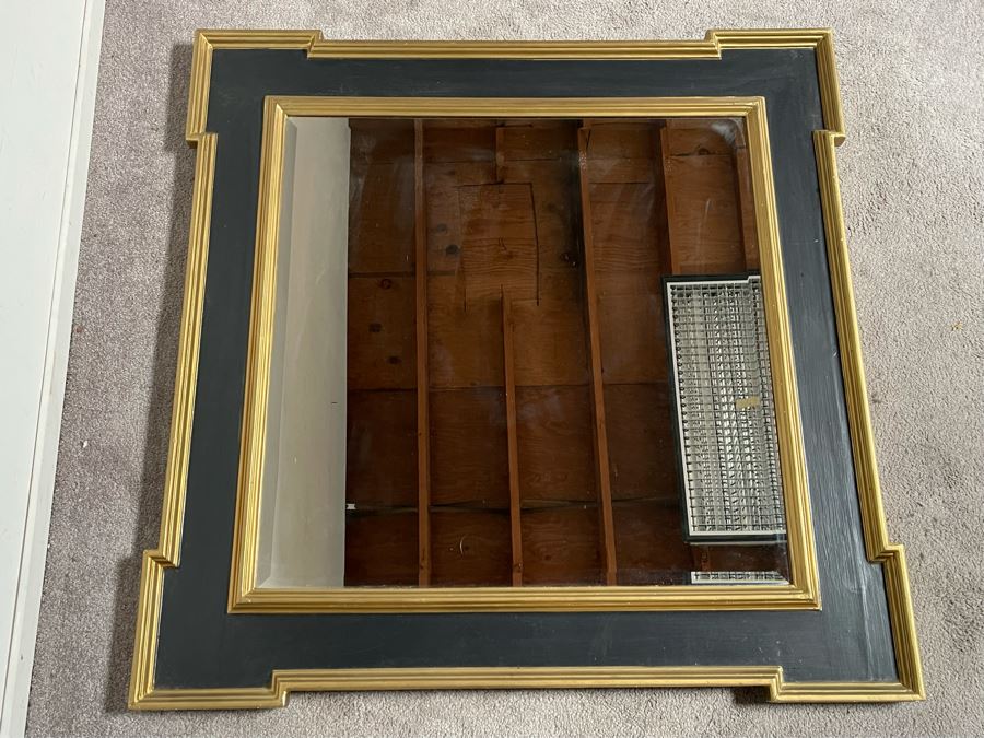 Black & Gold Wooden Wall Mirror 40 X 40 [Photo 2]