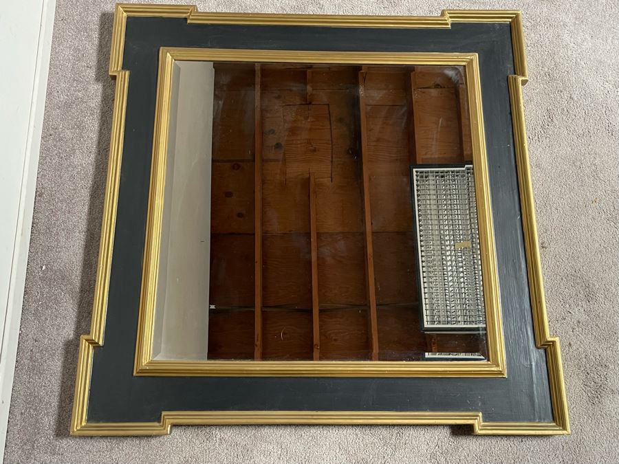 Black & Gold Wooden Wall Mirror 40 X 40 [Photo 4]