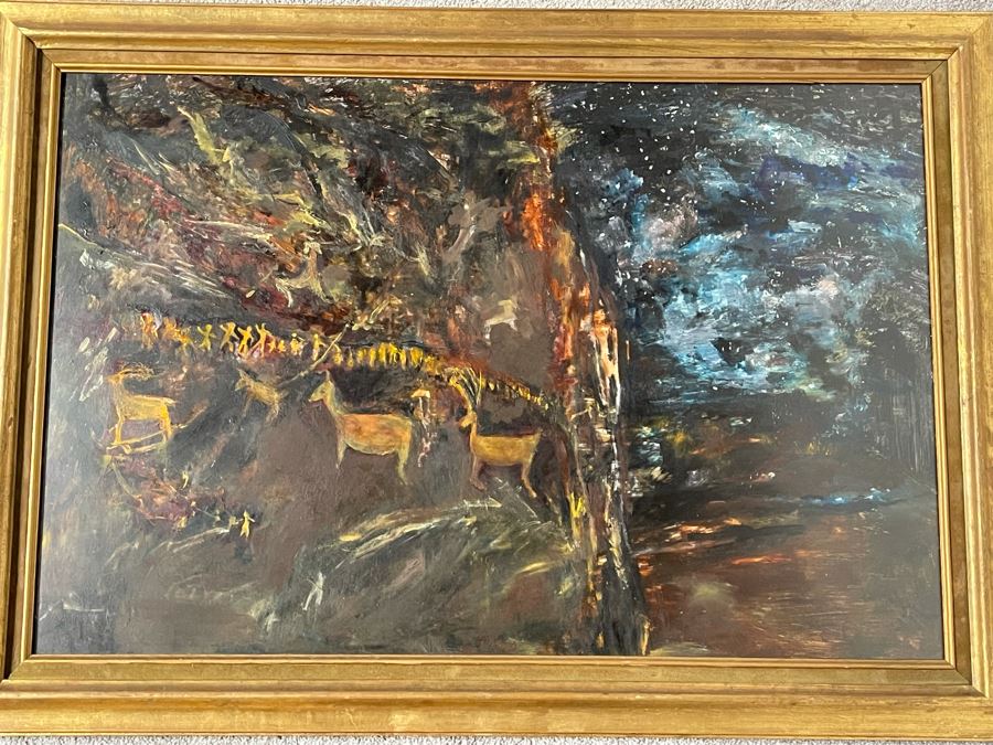 Original Abstract Expressionist Painting 36 X 24 Framed 41 X 29 [Photo 3]