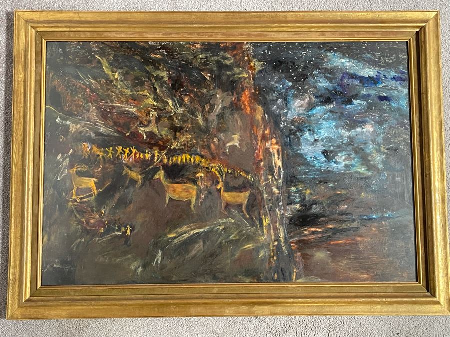 Original Abstract Expressionist Painting 36 X 24 Framed 41 X 29