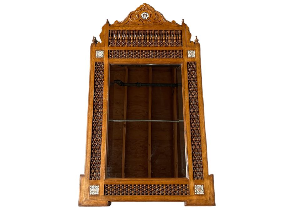 Stunning Indian Inlaid Wooden Wall Mirror 25 X 43