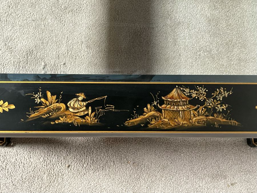 Chinoiserie Coffee Table With Display Compartment (Felt Needs Replacing) 35.5W X 72D X 17H [Photo 7]