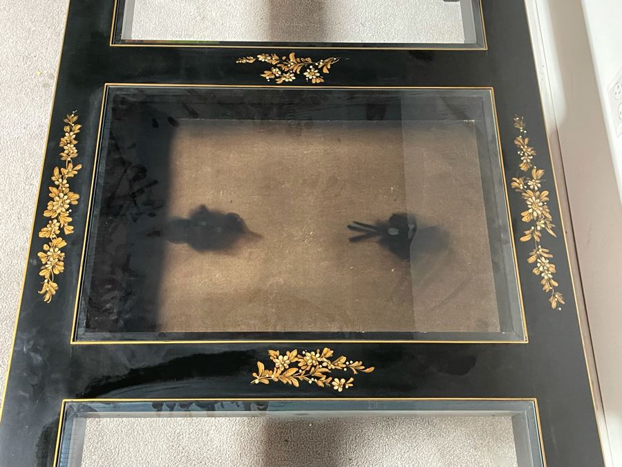 Chinoiserie Coffee Table With Display Compartment (Felt Needs Replacing) 35.5W X 72D X 17H [Photo 9]