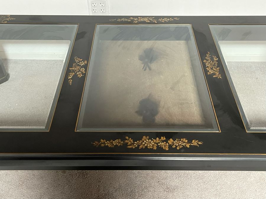 Chinoiserie Coffee Table With Display Compartment (Felt Needs Replacing) 35.5W X 72D X 17H [Photo 5]