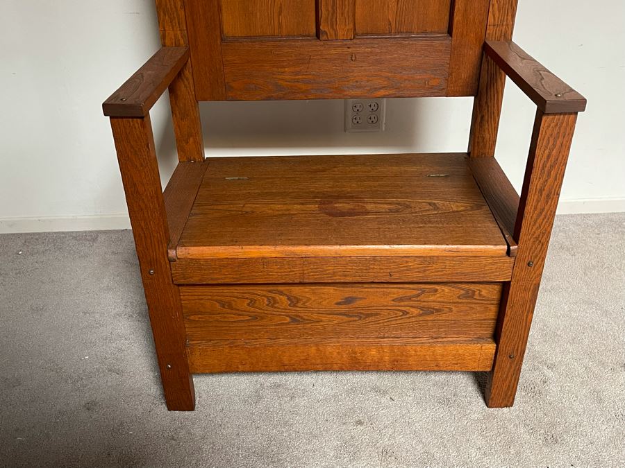 Vintage Wooden Hall Tree 31W X 18D X 72H [Photo 3]