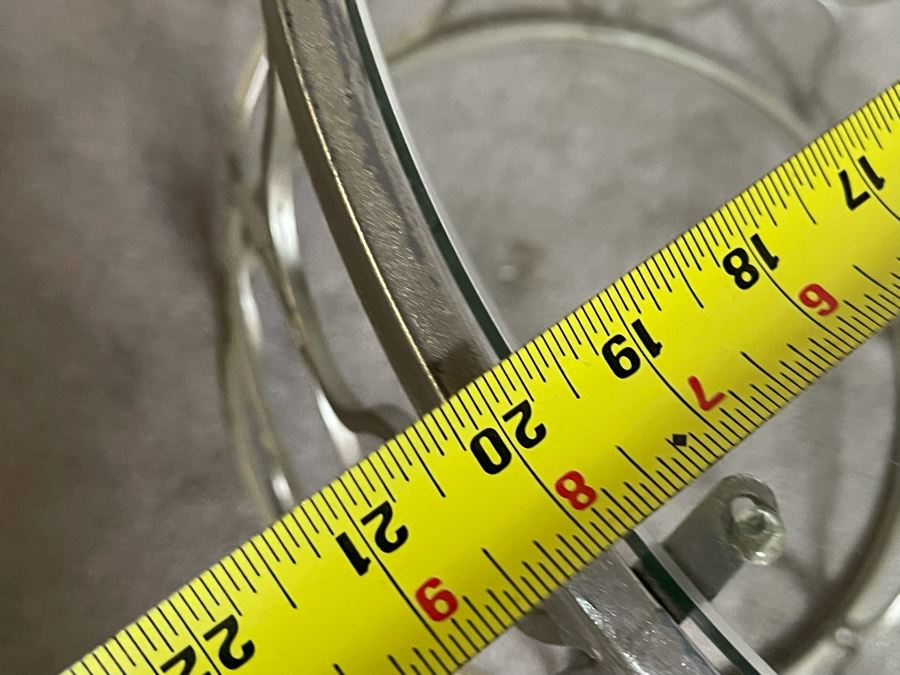 Contemporary Metal Round Glass Top Side Table 20W X 24H [Photo 4]