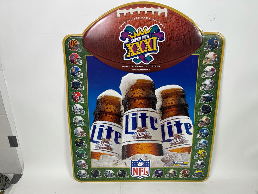 Miller Lite Super Bowl XXXI New Orleans, LA Superdome Metal Advertising Beer Sign 29 X 36 [Photo 2]