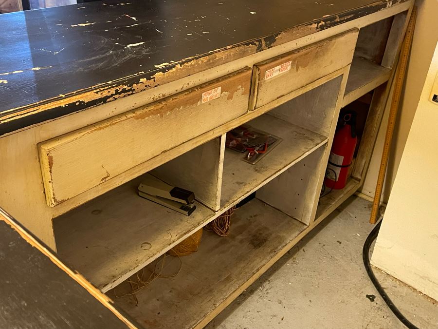 Vintage Wooden Store Cash Wrap Counter Or Home Bar 95W X 41D X 42.5H [Photo 12]