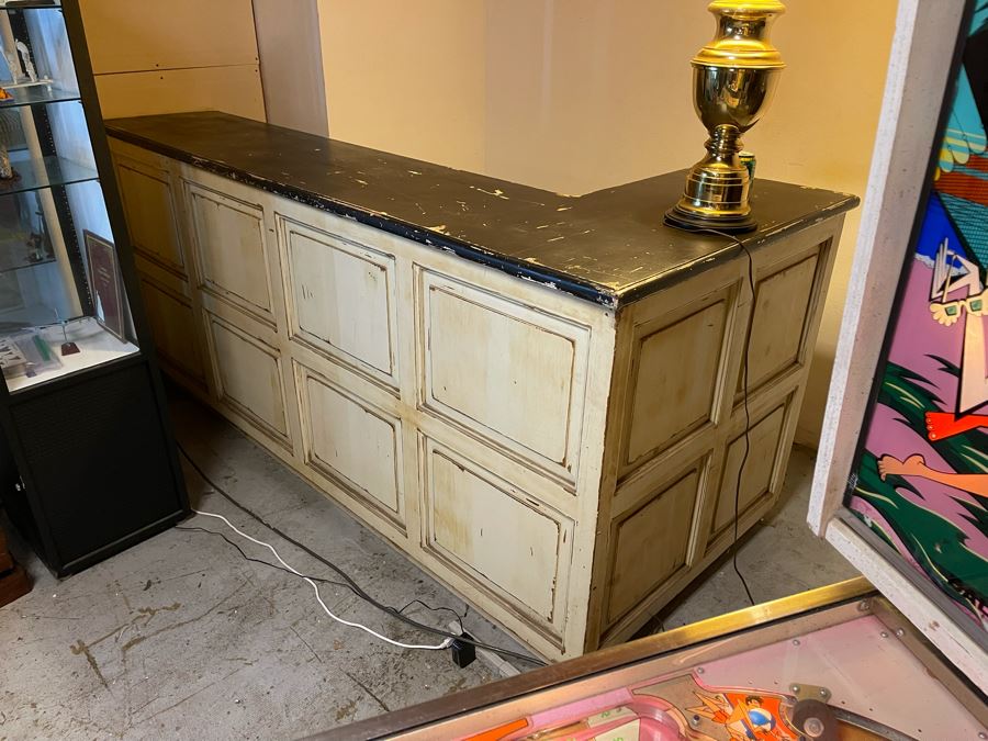 Vintage Wooden Store Cash Wrap Counter Or Home Bar 95W X 41D X 42.5H [Photo 2]