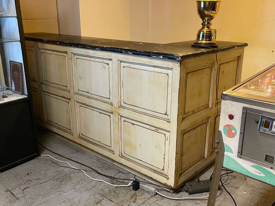 Vintage Wooden Store Cash Wrap Counter Or Home Bar 95W X 41D X 42.5H [Photo 10]