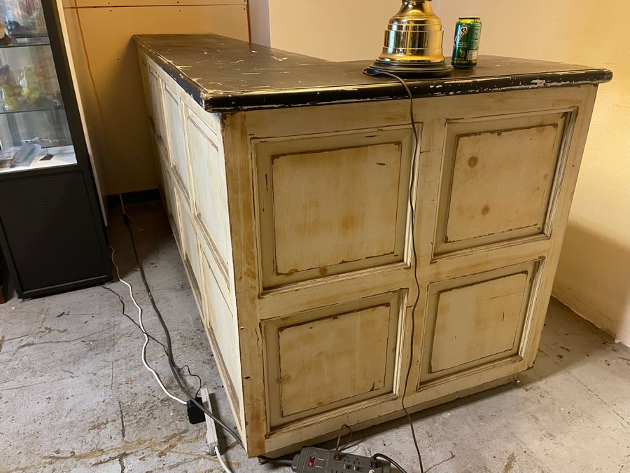 Vintage Wooden Store Cash Wrap Counter Or Home Bar 95W X 41D X 42.5H [Photo 4]