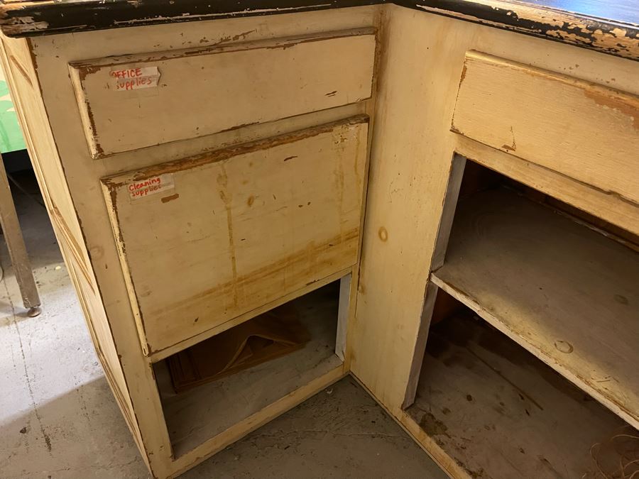 Vintage Wooden Store Cash Wrap Counter Or Home Bar 95W X 41D X 42.5H [Photo 14]