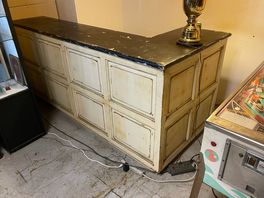 Vintage Wooden Store Cash Wrap Counter Or Home Bar 95W X 41D X 42.5H [Photo 8]