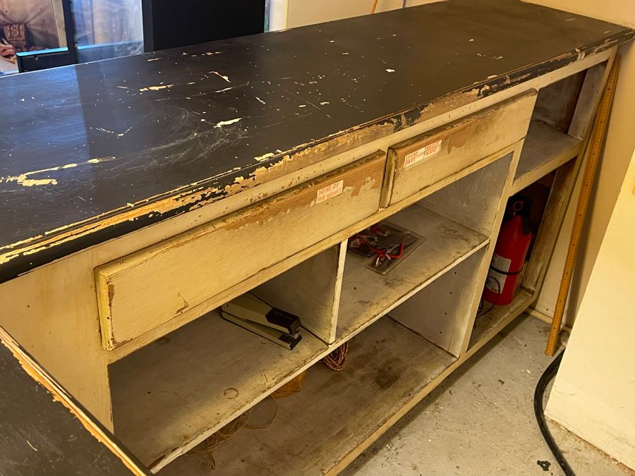 Vintage Wooden Store Cash Wrap Counter Or Home Bar 95W X 41D X 42.5H [Photo 13]