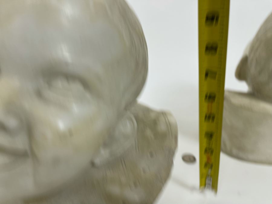 Pair Of Vintage Carved Alabaster Sculptures Busts Of Laughing And Crying Baby 9W X 9D X 11H [Photo 23]