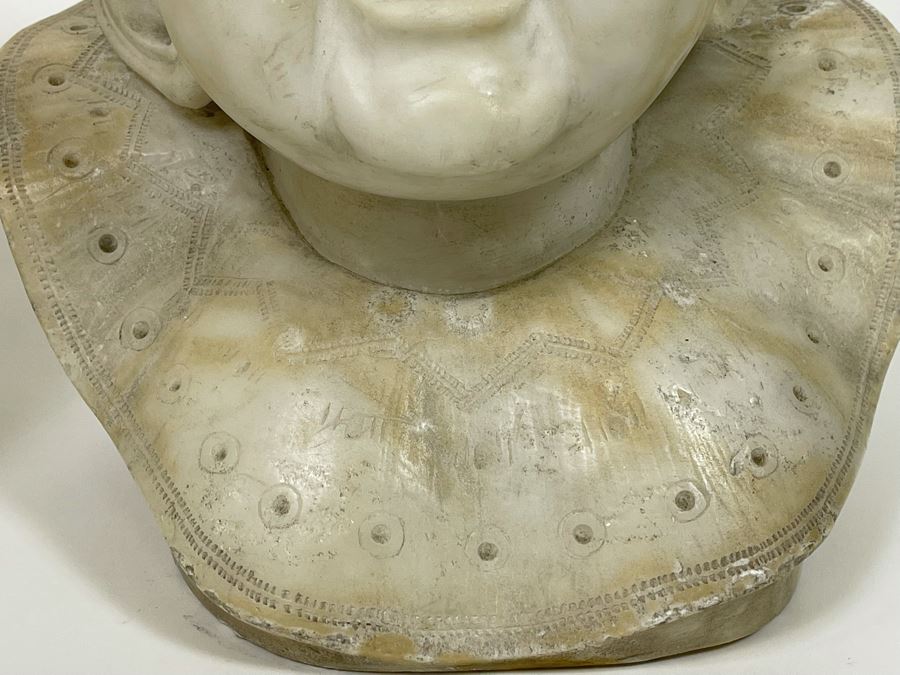 Pair Of Vintage Carved Alabaster Sculptures Busts Of Laughing And Crying Baby 9W X 9D X 11H [Photo 9]