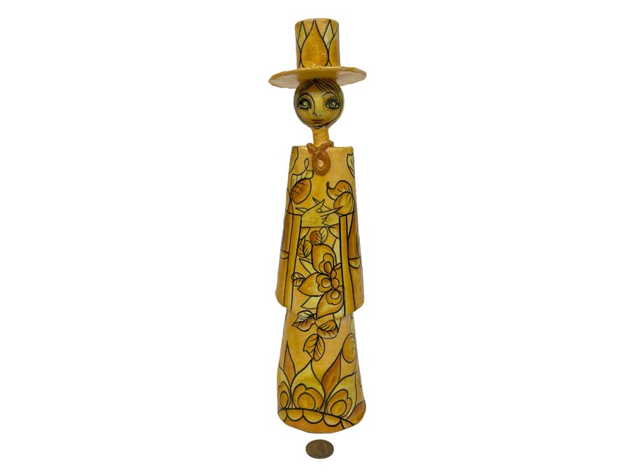 Signed Mexican Paper Mache Figurine 14H [Photo 2]