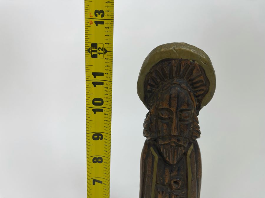 Vintage Carved Wooden Candle Holder From Spain 12H And Metal Rheims Cathedral Bookend [Photo 14]