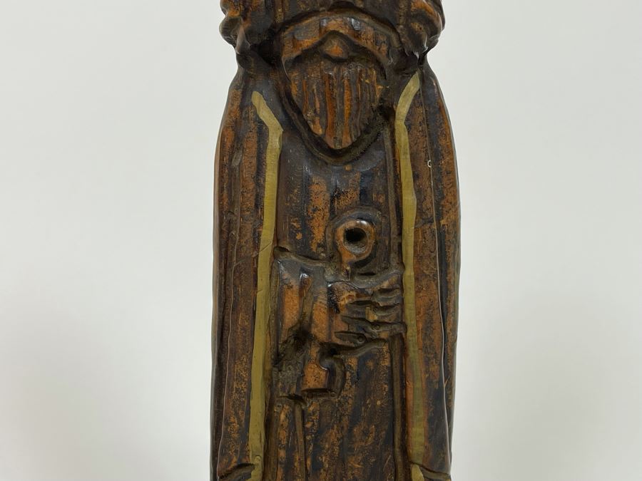 Vintage Carved Wooden Candle Holder From Spain 12H And Metal Rheims Cathedral Bookend [Photo 5]