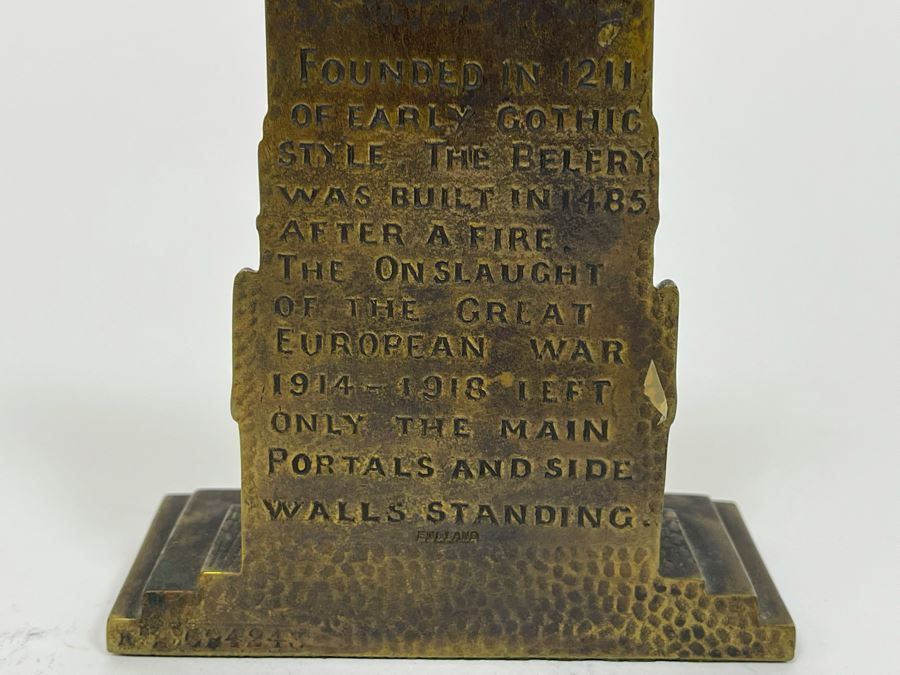 Vintage Carved Wooden Candle Holder From Spain 12H And Metal Rheims Cathedral Bookend [Photo 12]