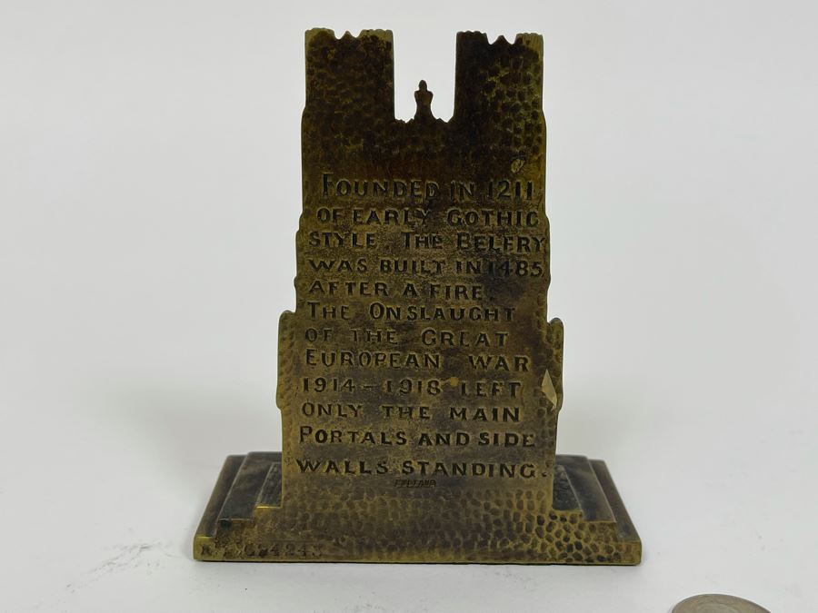 Vintage Carved Wooden Candle Holder From Spain 12H And Metal Rheims Cathedral Bookend [Photo 11]