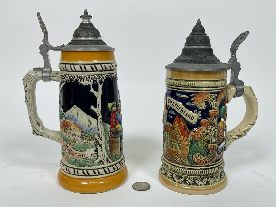 Pair Of German Beer Steins 9.5H [Photo 2]