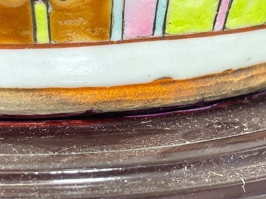 Large Antique Chinese Porcelain Vase (Bottom Not Drilled) On Wooden Lamp Base - Vase Appears To Be Attached To Base With Museum Wax - Vase Is 24.5H X 9W [Photo 27]