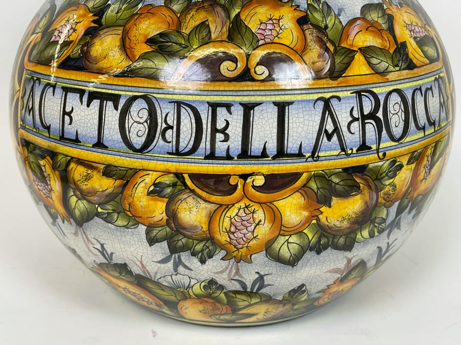 Large Z Gallerie Handpainted Ceramic Vase Dellarocca 14W X 16H Retails $129 [Photo 4]