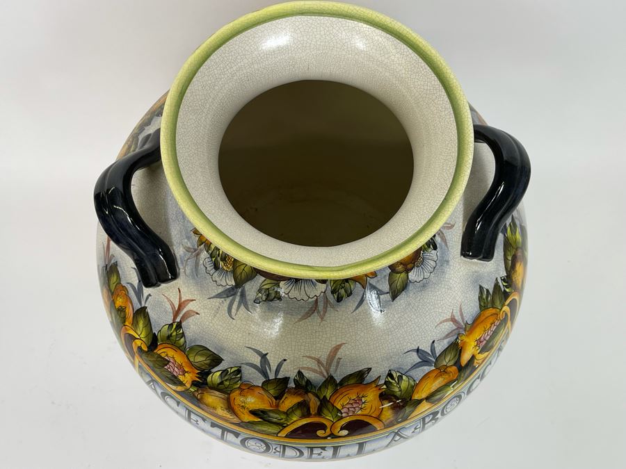 Large Z Gallerie Handpainted Ceramic Vase Dellarocca 14W X 16H Retails $129 [Photo 6]
