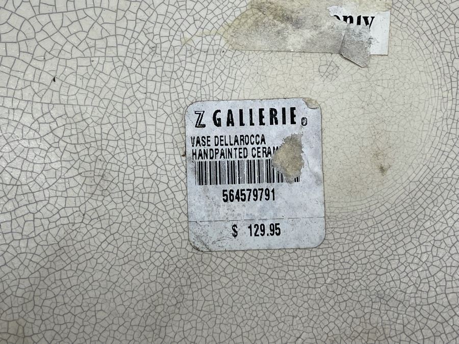 Large Z Gallerie Handpainted Ceramic Vase Dellarocca 14W X 16H Retails $129 [Photo 8]