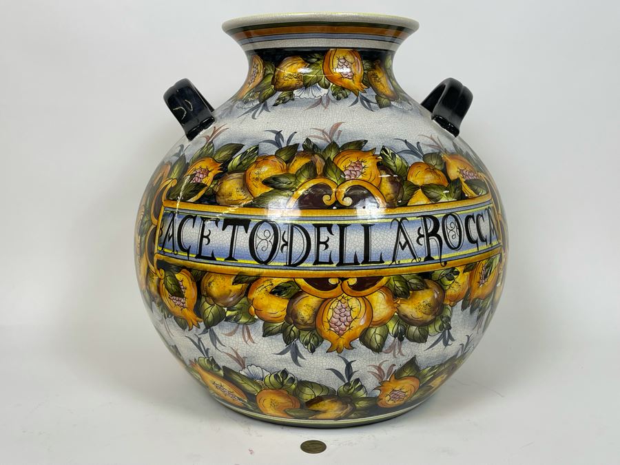 Large Z Gallerie Handpainted Ceramic Vase Dellarocca 14W X 16H Retails $129 [Photo 5]