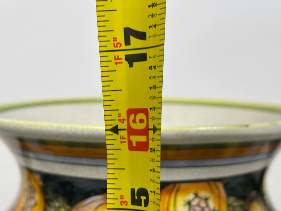 Large Z Gallerie Handpainted Ceramic Vase Dellarocca 14W X 16H Retails $129 [Photo 10]