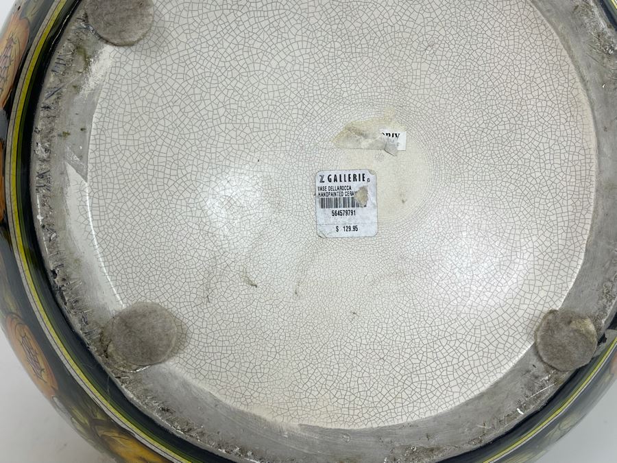 Large Z Gallerie Handpainted Ceramic Vase Dellarocca 14W X 16H Retails $129 [Photo 7]