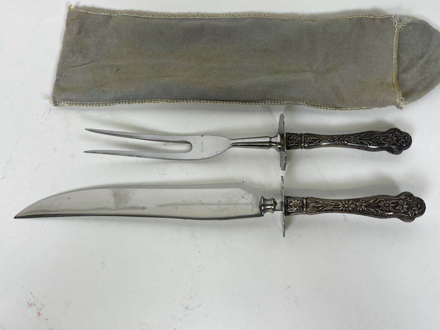 Sterling Silver Handled Meat Carving Set [Photo 2]