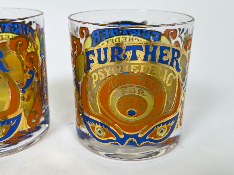Updated: (3) Rare George Briard Sixties Further Psychedelic Acid Test For Drop In Glasses - Found An Additional Glass (One Glass Has Slight Chip In Rim) 3.25W X 3.5H [Photo 4]