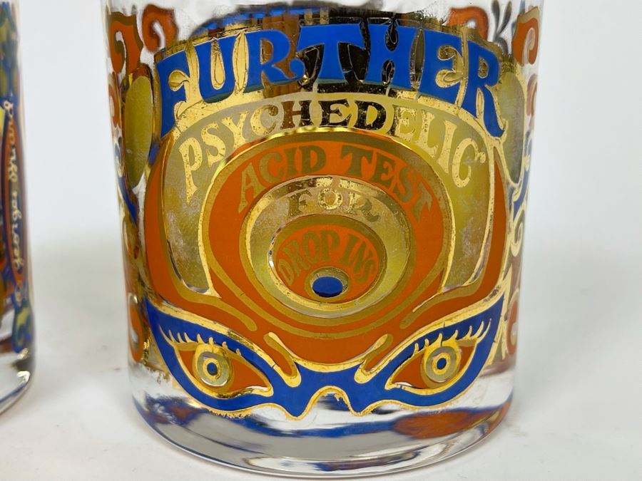 Updated: (3) Rare George Briard Sixties Further Psychedelic Acid Test For Drop In Glasses - Found An Additional Glass (One Glass Has Slight Chip In Rim) 3.25W X 3.5H [Photo 6]