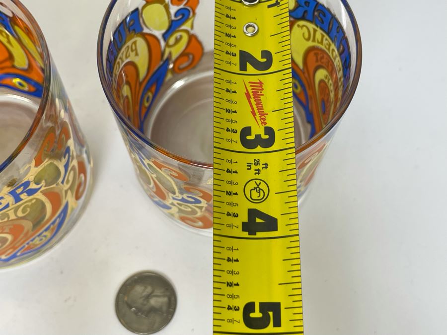 Updated: (3) Rare George Briard Sixties Further Psychedelic Acid Test For Drop In Glasses - Found An Additional Glass (One Glass Has Slight Chip In Rim) 3.25W X 3.5H [Photo 9]