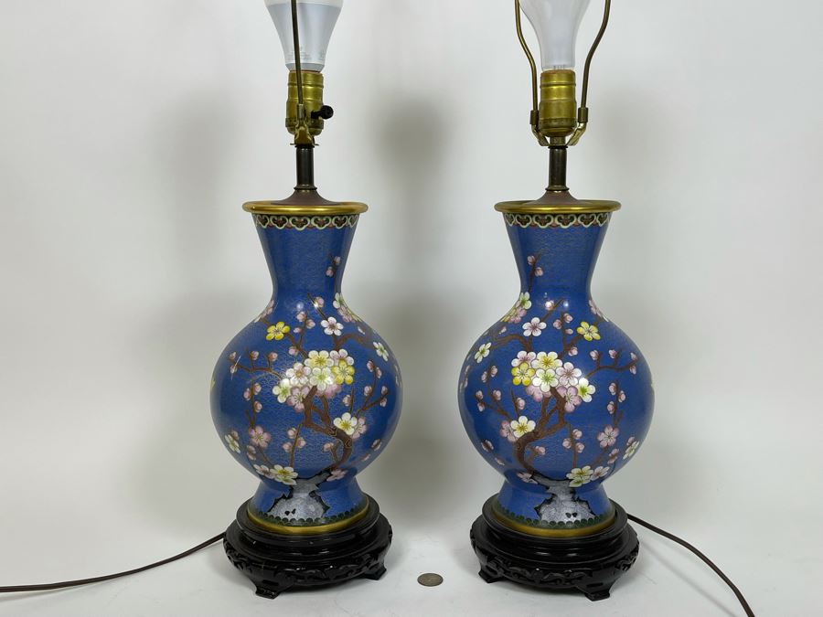 Pair Of Cloisonne Table Lamps 32H [Photo 3]