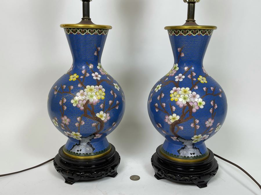 Pair Of Cloisonne Table Lamps 32H [Photo 2]