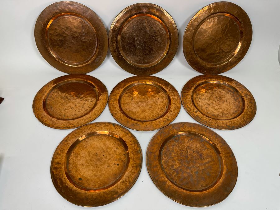 Eight Heavy Hammered Copper Plates 12R